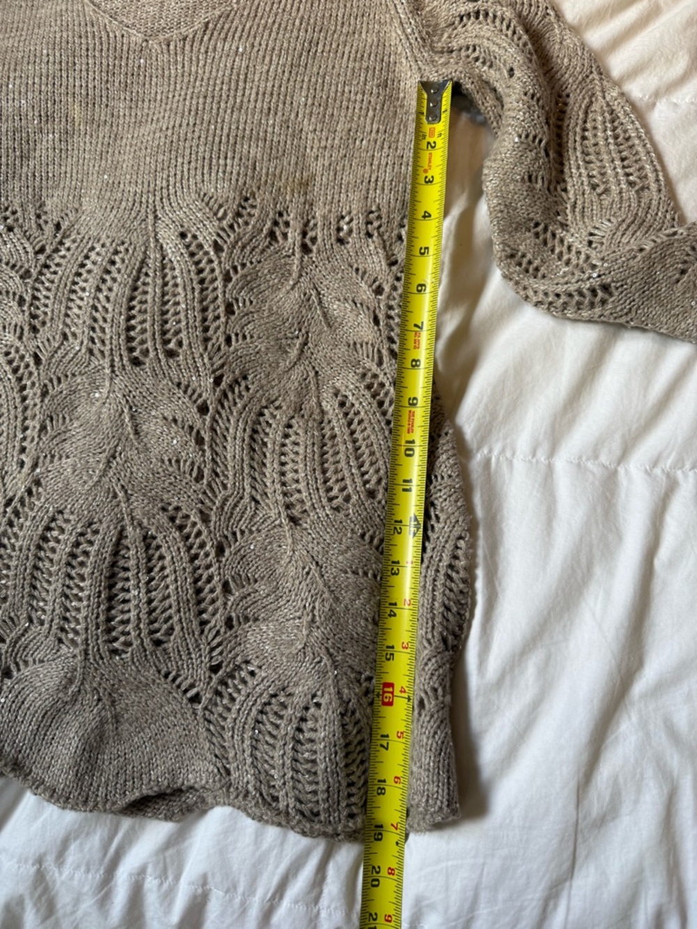 INC International Concepts Taupe Knit V-Neck Sweater with sequin detail - Picture 5 of 7